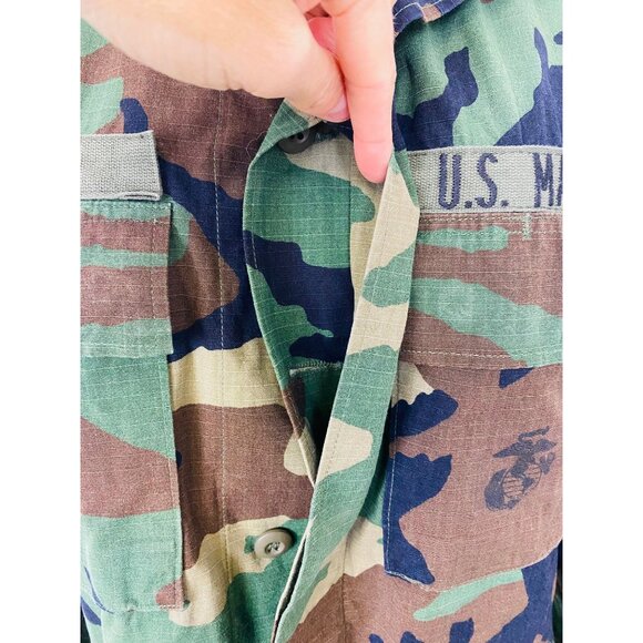 Vintage US Marines Woodland Camouflage Hot Weather Combat Coat, Camo Jacket, L - Picture 7 of 10